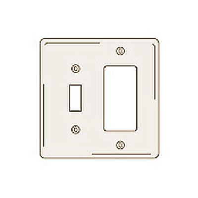 Bryant NPJ126LA Toggle Styleline Combo Plate, 2-Gang, Mid-Size, Light Almond Nylon