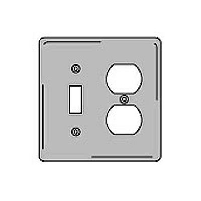 Bryant NPJ18GY Toggle Duplex Combo Plate, 2-Gang, Mid-Size, Gray Nylon