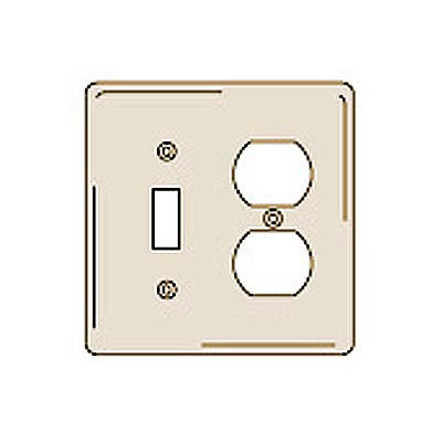 Bryant NPJ18I Toggle Duplex Combo Plate, 2-Gang, Mid-Size, Ivory Nylon