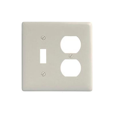 Bryant NPJ18LA Toggle Duplex Combo Plate, 2-Gang, Mid-Size, Light Almond Nylon