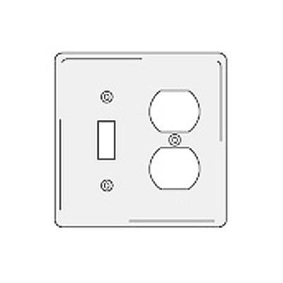 Bryant NPJ18W Toggle Duplex Combo Plate, 2-Gang, Mid-Size, White Nylon