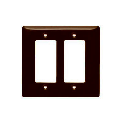 Bryant NPJ262 Styleline Rectangular Plate, 2-Gang, Mid-Size, Brown Nylon