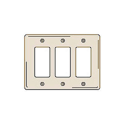 Bryant NPJ263I Styleline Rectangular Plate, 3-Gang, Mid-Size, Ivory Nylon