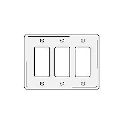Bryant NPJ263W Styleline Rectangular Plate, 3-Gang, Mid-Size, White Nylon