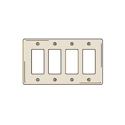 Bryant NPJ264I Styleline Rectangular Plate, 4-Gang, Mid-Size, Ivory Nylon