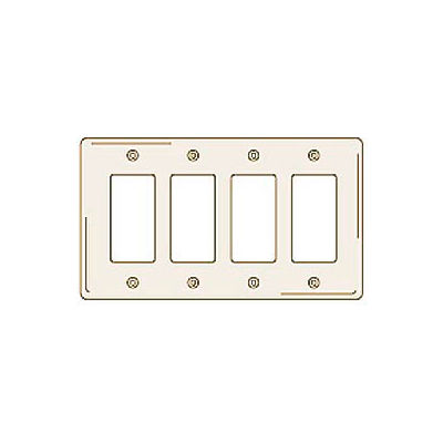 Bryant NPJ264LA Styleline Rectangular Plate, 4-Gang, Mid-Size, Light Almond Nylon