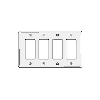 Bryant NPJ264W Styleline Rectangular Plate, 4-Gang, Mid-Size, White Nylon