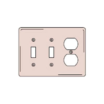 Bryant NPJ28I Toggle Duplex Combo Plate, 3-Gang, Mid-Size, Ivory Nylon