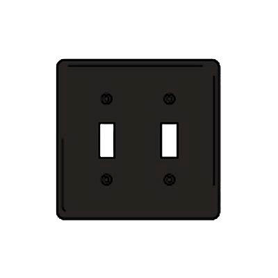 Bryant NPJ2BK Toggle Plate, 2-Gang, Mid-Size, Black Nylon