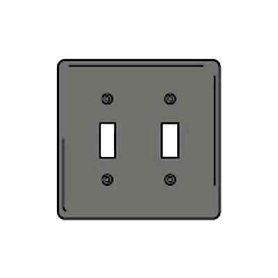 Bryant NPJ2GY Toggle Plate, 2-Gang, Mid-Size, Gray Nylon