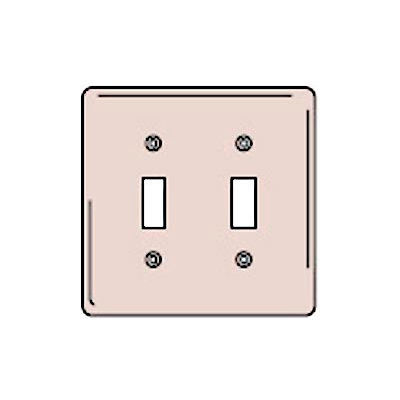Bryant NPJ2I Toggle Plate, 2-Gang, Mid-Size, Ivory Nylon