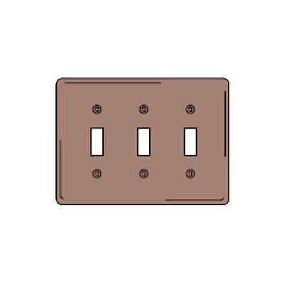 Bryant NPJ3 Toggle Plate, 3-Gang, Mid-Size, Brown Nylon