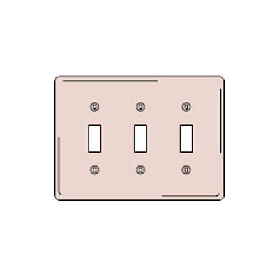 Bryant NPJ3I Toggle Plate, 3-Gang, Mid-Size, Ivory Nylon