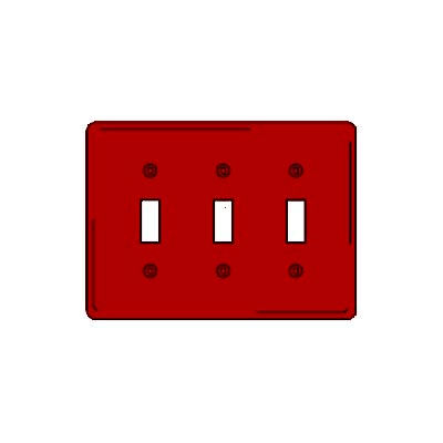 Bryant NPJ3R Toggle Plate, 3-Gang, Mid-Size, Red Nylon