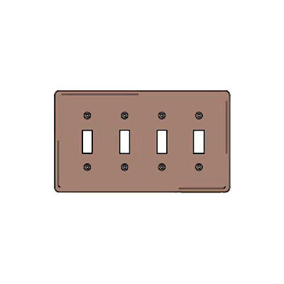 Bryant NPJ4 Toggle Plate, 4-Gang, Mid-Size, Brown Nylon