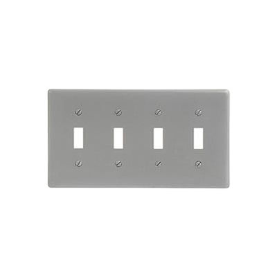 Bryant NPJ4GY Toggle Plate, 4-Gang, Mid-Size, Gray Nylon