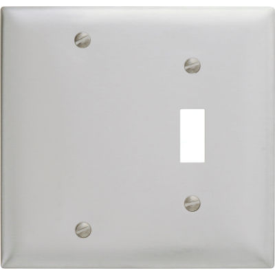 Bryant SS113 Toggle Blank Combo Plate, 2-Gang, Standard, Satin Stainless