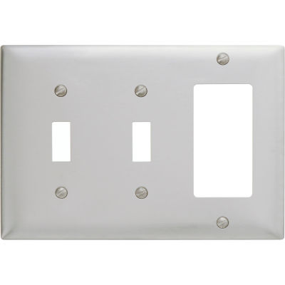 Bryant SS226 Toggle Styleline Combo Plate, 3-Gang, Standard, Satin Stainless