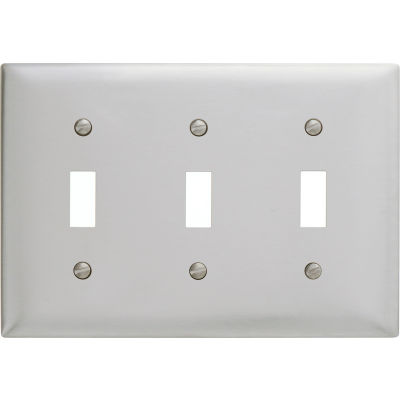 Bryant SS3 Toggle Plate, 3-Gang, Standard, Satin Stainless