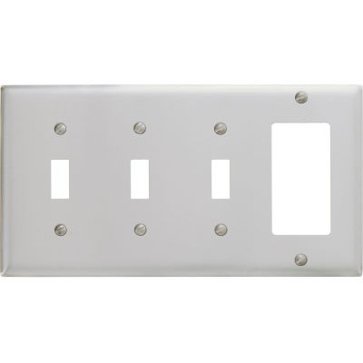 Bryant SS326 Toggle Styleline Combo Plate, 4-Gang, Standard, Satin Stainless