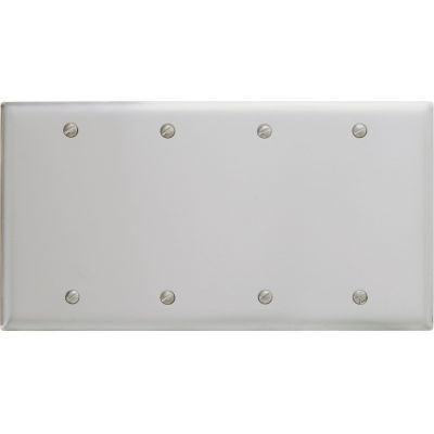 Bryant SS43 Box Mounted Blank Plate, 4-Gang, Standard, Satin Stainless