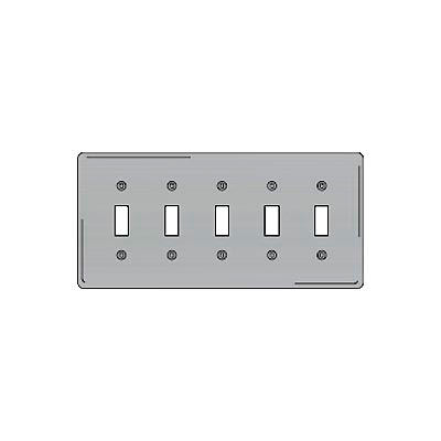 Bryant SS5 Toggle Plate, 5-Gang, Standard, Satin Stainless