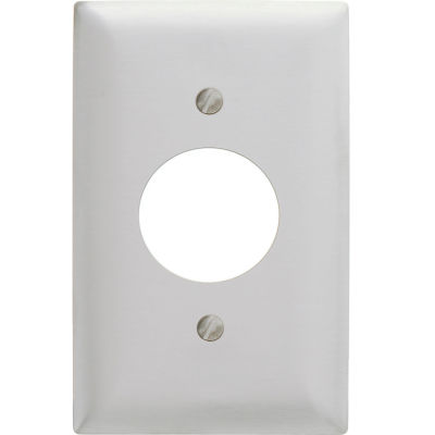 Bryant SS7 Single Receptacle Plate, 1-Gang, Standard, Satin Stainless, 1.40 open