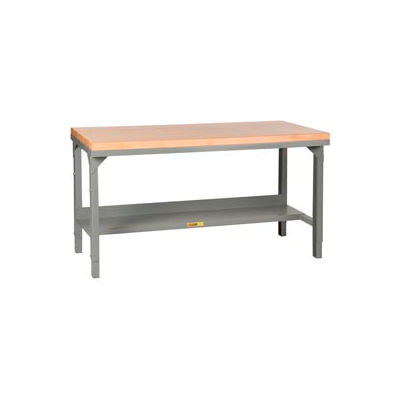 Little Giant® 60"W x 30"D Maple Butcher Block Square Edge Welded Workbench, Adjustable