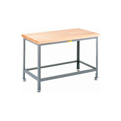 Little Giant® 24"W x 24"D Maple Butcher Block Square Edge Top Table, Adjustable Leg
