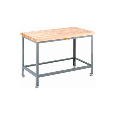 Little Giant® 48"W x 24"D Maple Butcher Block Square Edge Top Table, Adjustable Leg
