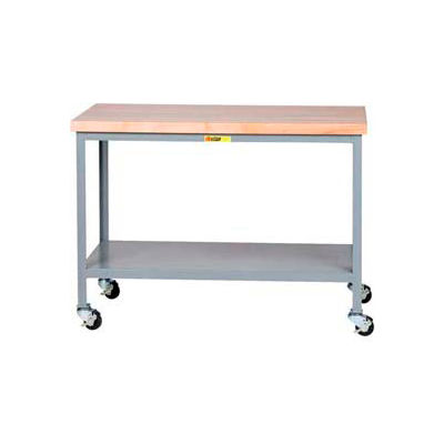 Little Giant® Mobile Maple Top Table, Lower Shelf - 48"W x 24"D x 35"H
