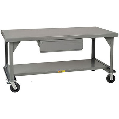 Little Giant® Mobile Heavy Duty, 7 Gauge, Steel Workbench, Drawer - 84"W x 42"D x 34"H