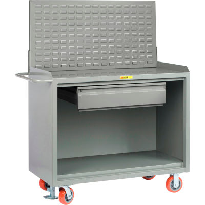 Little Giant MB-2448-HDFL-LP 48"W x 24"D Mobile Service Bench, Drawer, Powder Coated Steel Top