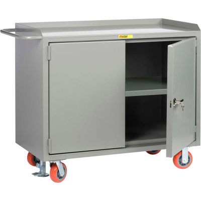 Little Giant Mobile Service Bench w/ 2 Doors & 1 Centre Shelf, 48"W x 24"D, Gray