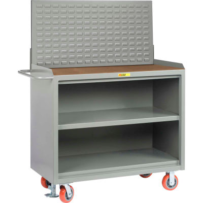 Little Giant MH3-2448-FL-LP 48"W x 24"D Mobile Service Bench, Center Shelf, 1/4" Hardboard Top