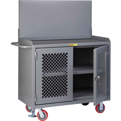 Little Giant MMP3-2D-FL-PB 48"W x 24"D Mobile Workbench, Center Shelf, Non-Slip Vinyl Top