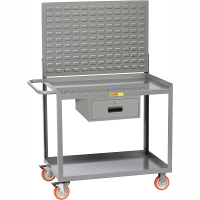 Little Giant MW2436-5TL-DRLP 36"W x 24"D Mobile Workstation with Storage Drawer, 2 Shelves