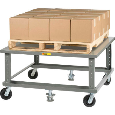 Little Giant® Ergonomic Adj. Height Pallet Stand PDSE4048 - Solid Deck 40 x 48 with Floor Locks