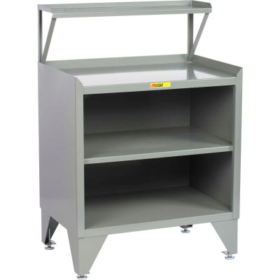 Little Giant Shop Desk w/ Center Shelf & Riser, 36"W x 24"D, Gray