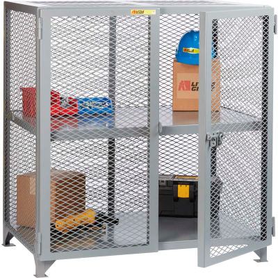 Little Giant® Welded Storage Locker w/Center Shelf, Mesh Sides, 61"W x 27"D x 52"H