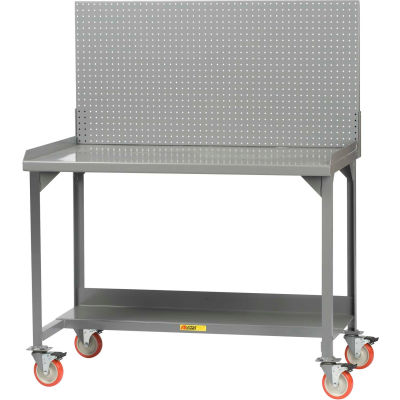 Little Giant WM-2848-PB Mobile Workbench, Backstop, Pegboard Panel - 48"W x 28"D x 36" H