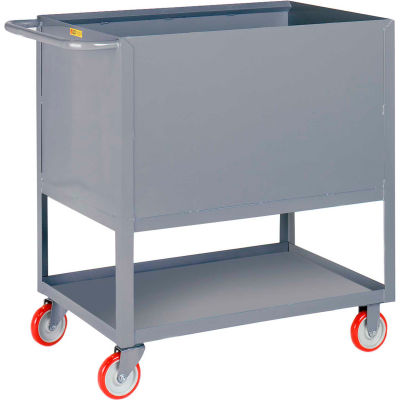 Little Giant® Raised Platform Box Trucks w/Lower Shelf, 4 Solid Sides 18x32, Poly Wheels