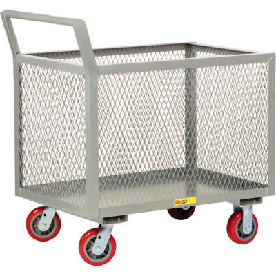 Little Giant® 4-Sided Box Trucks w/Ergo Handle, Mesh Sides, 2000 lb, 24x36, Poly Wheels
