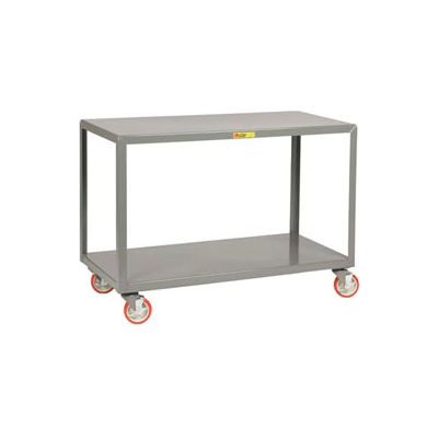 Little Giant® Mobile Table w/2 Shelves & Wheel Brakes, 1000 lb. Cap, 36"L x 24"W x 34"H, Gray