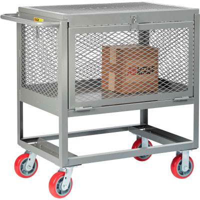 Little Giant® Raised Platform Trucks with Drop-Gate & Lid, Mesh Sides, 2000 lb Cap., 24x36