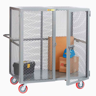 Little Giant® HD Job Site Security Box Truck w/Handle, No Center Shelf, 24x60, 6" Poly Wheels