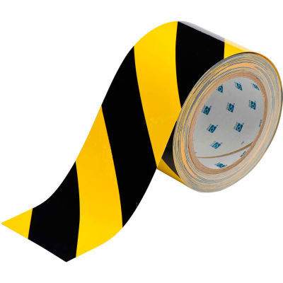 Brady® 104347 ToughStripe Floor Marking Tape, Polyester 3"W X 100'L Black/Yellow