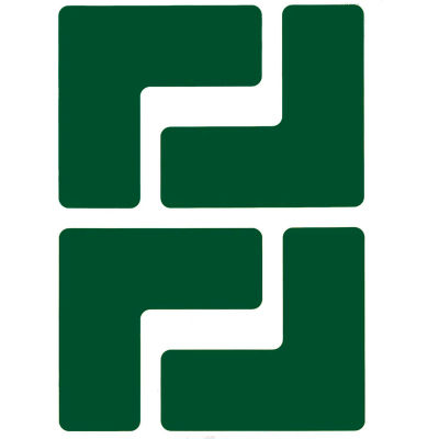 Brady® 104431 ToughStripe Floor Corner Marks, 2" W, 20/Pack, Green