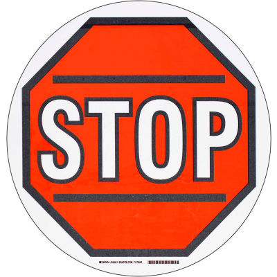 Brady® 104511 Floor Stop Sign, Red/White, Polyester, 17"Dia