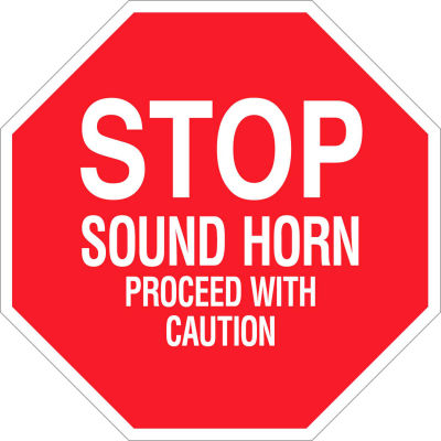 Brady® 124508 Stop Sound Horn Proceed With Caution Sign, Aluminum, 24"W X 24"H